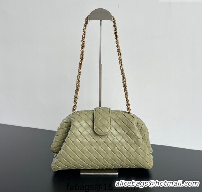 Super Quality Bottega Veneta Lauren 1980 Clutch bag With Chain in Intrecciato Leather 785807 Travertine Green 2025