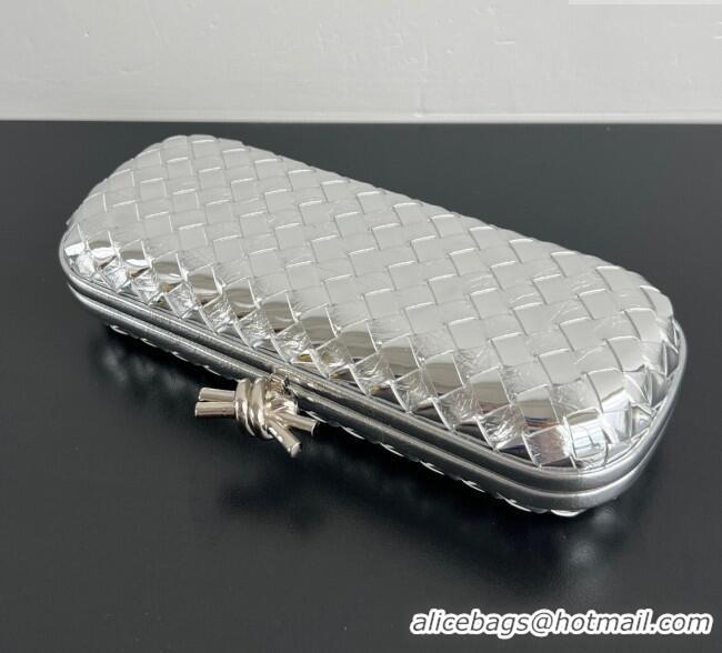 Promotional Bottega Veneta Knot Long Clutch in Intreccio Leather 0801 Silver-Tone 2025