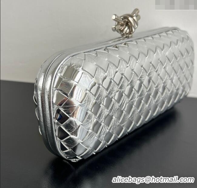 Promotional Bottega Veneta Knot Long Clutch in Intreccio Leather 0801 Silver-Tone 2025