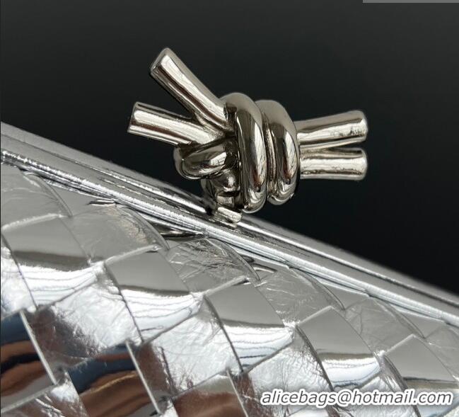 Promotional Bottega Veneta Knot Long Clutch in Intreccio Leather 0801 Silver-Tone 2025