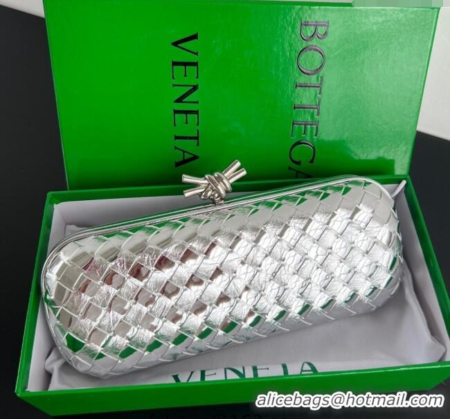 Promotional Bottega Veneta Knot Long Clutch in Intreccio Leather 0801 Silver-Tone 2025