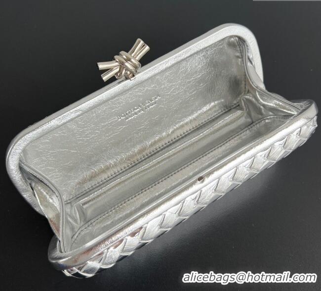 Promotional Bottega Veneta Knot Long Clutch in Intreccio Leather 0801 Silver-Tone 2025