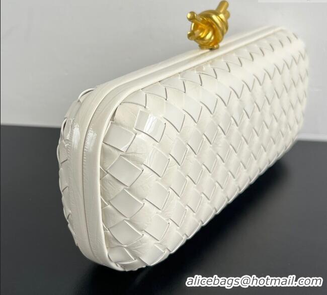Well Crafted Bottega Veneta Knot Long Clutch in Intreccio Leather 0801 Milk White 2025