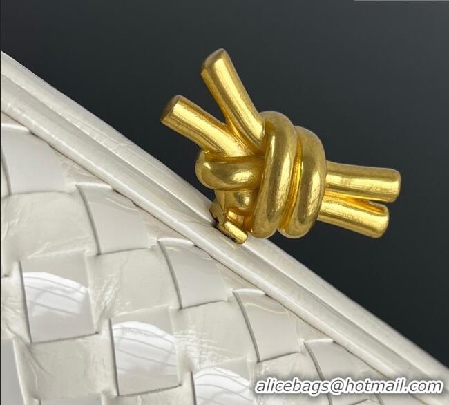 Well Crafted Bottega Veneta Knot Long Clutch in Intreccio Leather 0801 Milk White 2025