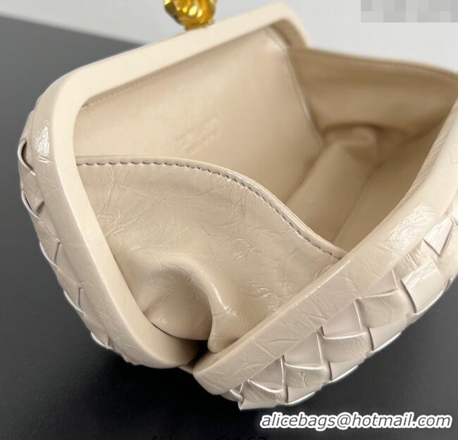 Best Quality Bottega Veneta Knot Long Clutch in Intreccio Leather 0801 Cream White 2025