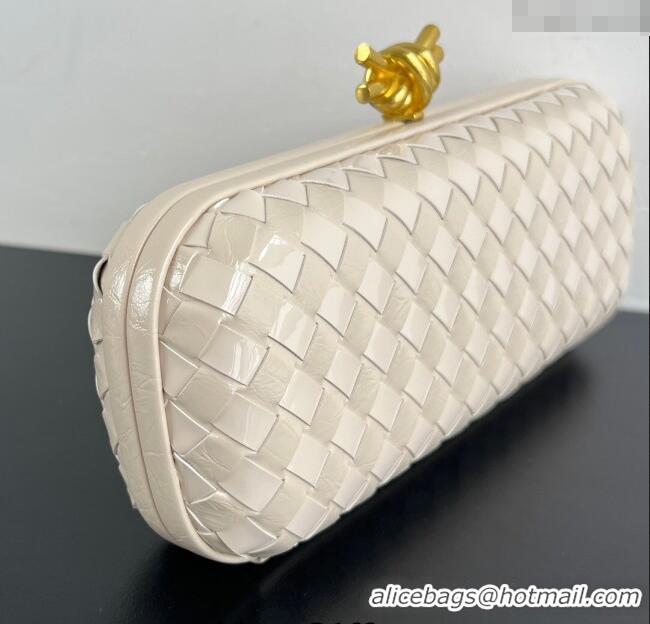 Best Quality Bottega Veneta Knot Long Clutch in Intreccio Leather 0801 Cream White 2025