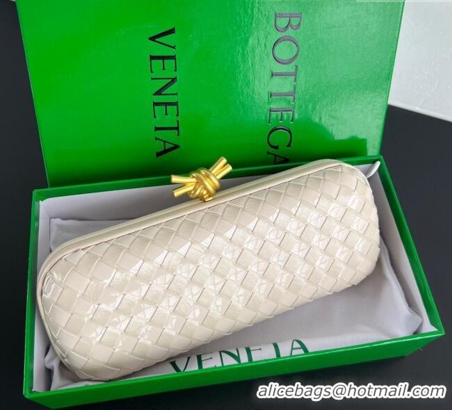 Best Quality Bottega Veneta Knot Long Clutch in Intreccio Leather 0801 Cream White 2025