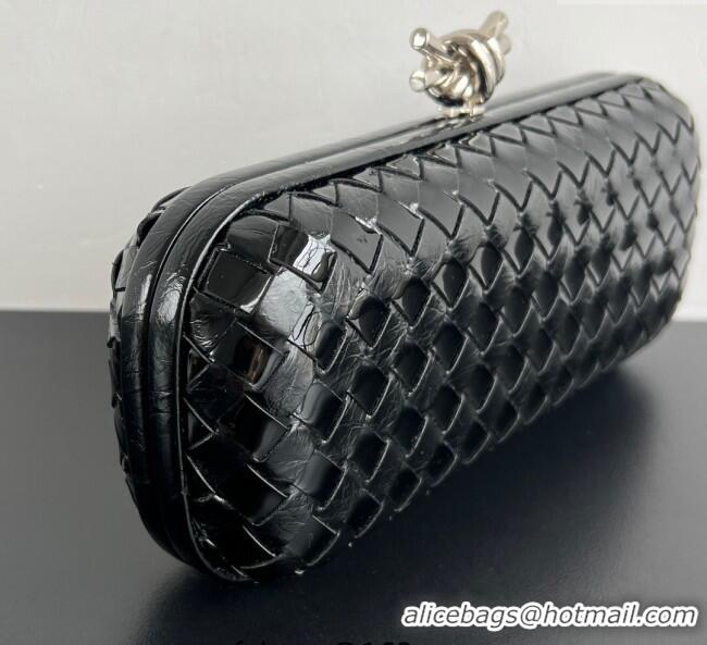Modern Classic Bottega Veneta Knot Long Clutch in Intreccio Leather 0801 Black 2025