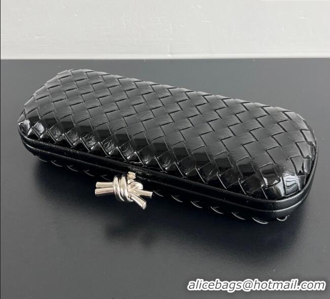 Modern Classic Bottega Veneta Knot Long Clutch in Intreccio Leather 0801 Black 2025