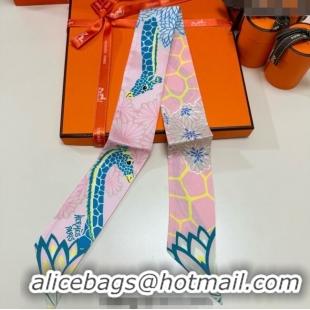 Inexpensive Hermes Giraffe Twilly Silk Bandeau Scarf 5x86cm 0724 Light Pink 2025