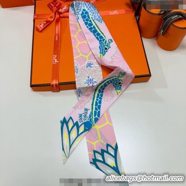 Inexpensive Hermes Giraffe Twilly Silk Bandeau Scarf 5x86cm 0724 Light Pink 2025