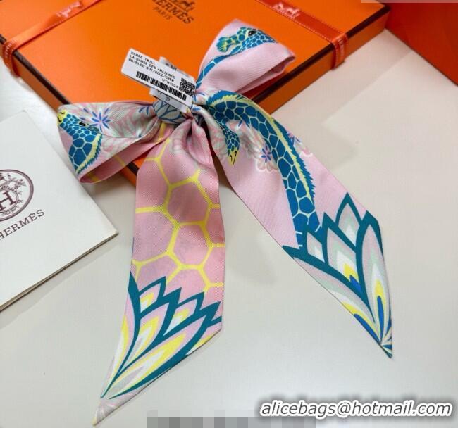 Inexpensive Hermes Giraffe Twilly Silk Bandeau Scarf 5x86cm 0724 Light Pink 2025