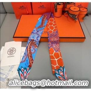 Good Taste Hermes Giraffe Twilly Silk Bandeau Scarf 5x86cm 0724 Orange 2025