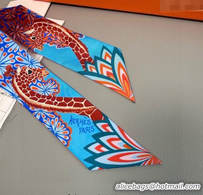Good Taste Hermes Giraffe Twilly Silk Bandeau Scarf 5x86cm 0724 Orange 2025