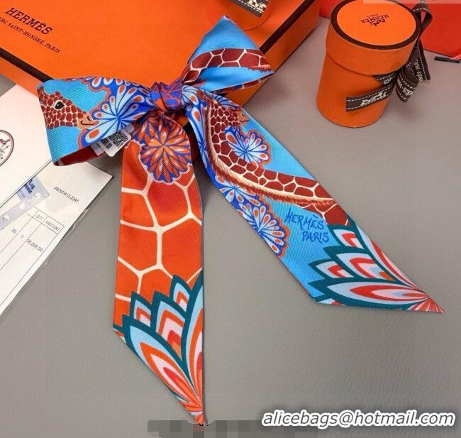Good Taste Hermes Giraffe Twilly Silk Bandeau Scarf 5x86cm 0724 Orange 2025