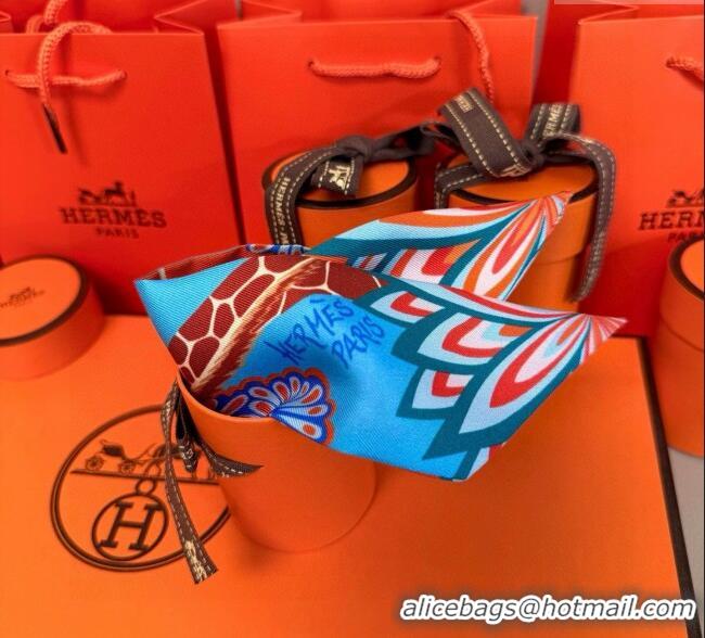 Good Taste Hermes Giraffe Twilly Silk Bandeau Scarf 5x86cm 0724 Orange 2025