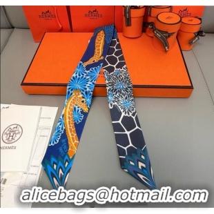 Low Cost Hermes Giraffe Twilly Silk Bandeau Scarf 5x86cm 0724 Navy Blue 2025