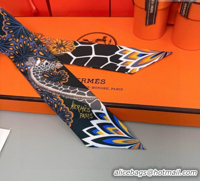 Top Grade Hermes Giraffe Twilly Silk Bandeau Scarf 5x86cm 0724 Black 2025