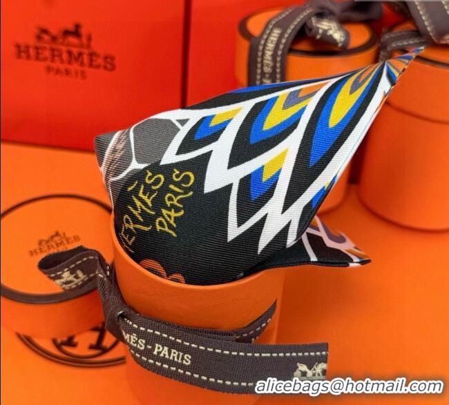 Top Grade Hermes Giraffe Twilly Silk Bandeau Scarf 5x86cm 0724 Black 2025