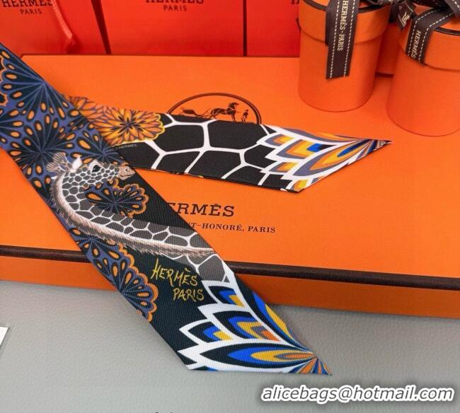 Top Grade Hermes Giraffe Twilly Silk Bandeau Scarf 5x86cm 0724 Black 2025