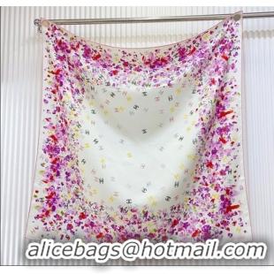 Promotional Chanel Flower Silk Square Scarf 90x90cm 0724 White/Purple 2025