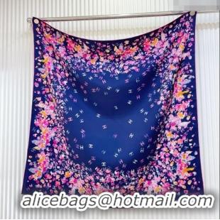 Trendy Design Chanel Flower Silk Square Scarf 90x90cm 0724 Blue 2025
