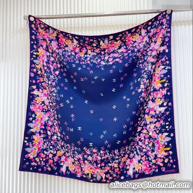 Trendy Design Chanel Flower Silk Square Scarf 90x90cm 0724 Blue 2025