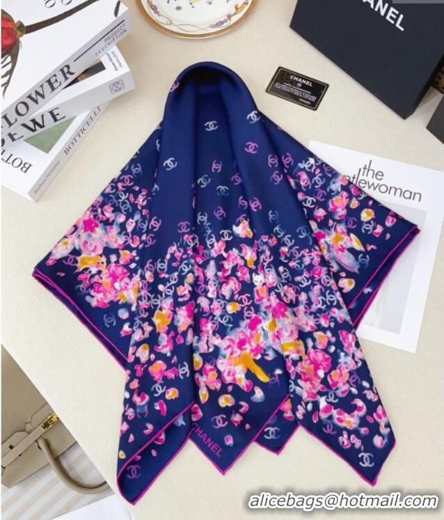 Trendy Design Chanel Flower Silk Square Scarf 90x90cm 0724 Blue 2025
