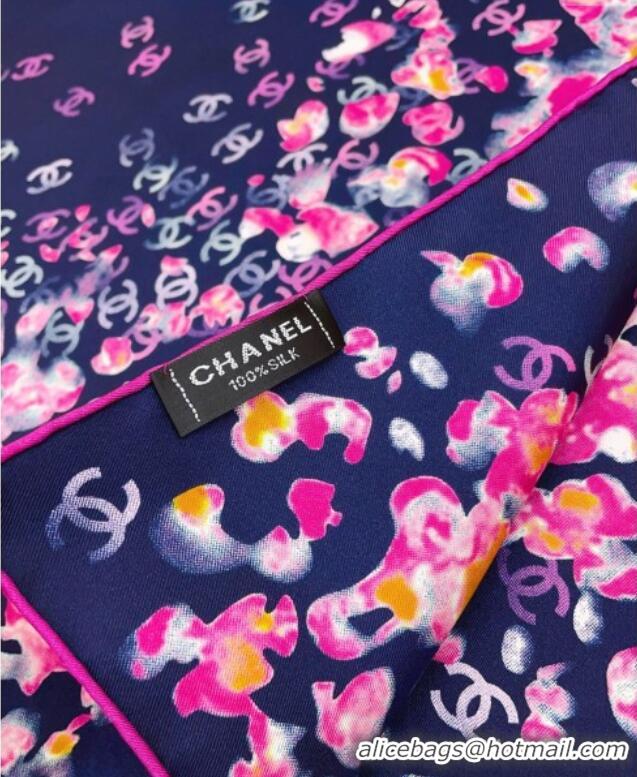 Trendy Design Chanel Flower Silk Square Scarf 90x90cm 0724 Blue 2025