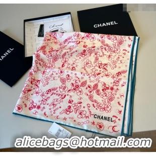 Famous Brand Chanel Flora Silk Square Scarf 90x90cm 0724 Pink 2025