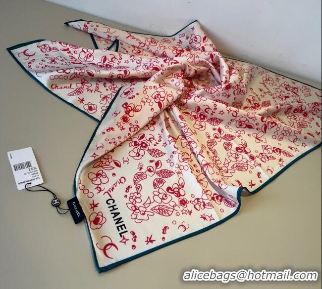 Famous Brand Chanel Flora Silk Square Scarf 90x90cm 0724 Pink 2025