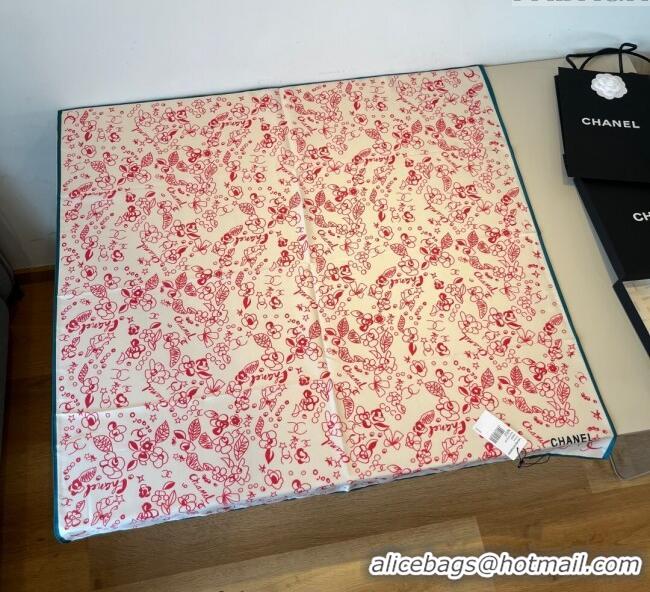 Famous Brand Chanel Flora Silk Square Scarf 90x90cm 0724 Pink 2025