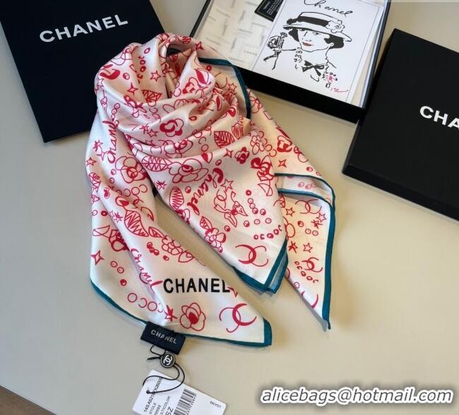 Famous Brand Chanel Flora Silk Square Scarf 90x90cm 0724 Pink 2025