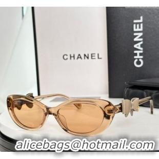 New Cheap Chanel Sunglasses with Bow CH9181Q1 Apricot 2025
