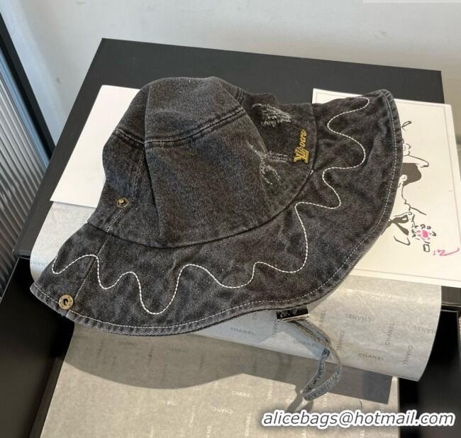 Classic Discount Louis Vuitton Denim Bucket Hat LV071801 Black 2025