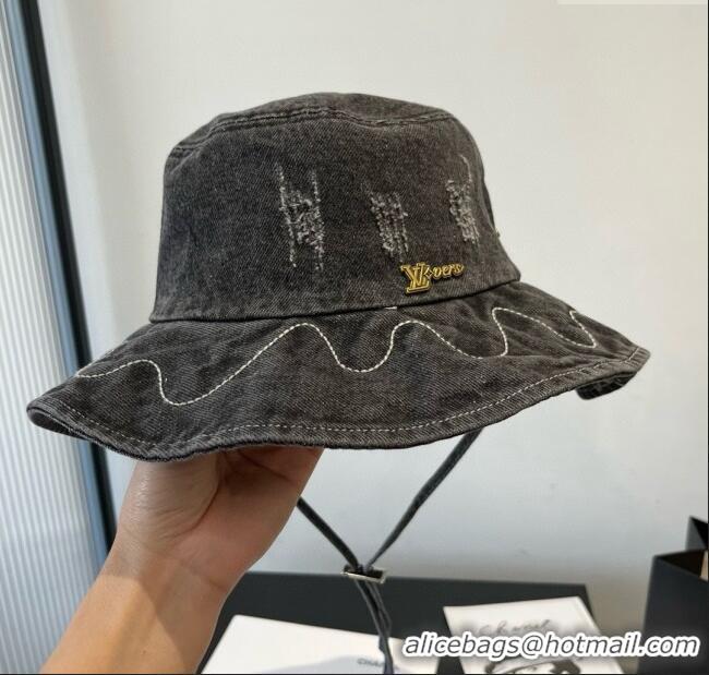 Classic Discount Louis Vuitton Denim Bucket Hat LV071801 Black 2025