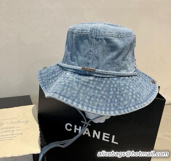 Best Quality Burberry Denim Bucket Hat B071805 Light Blue 2025