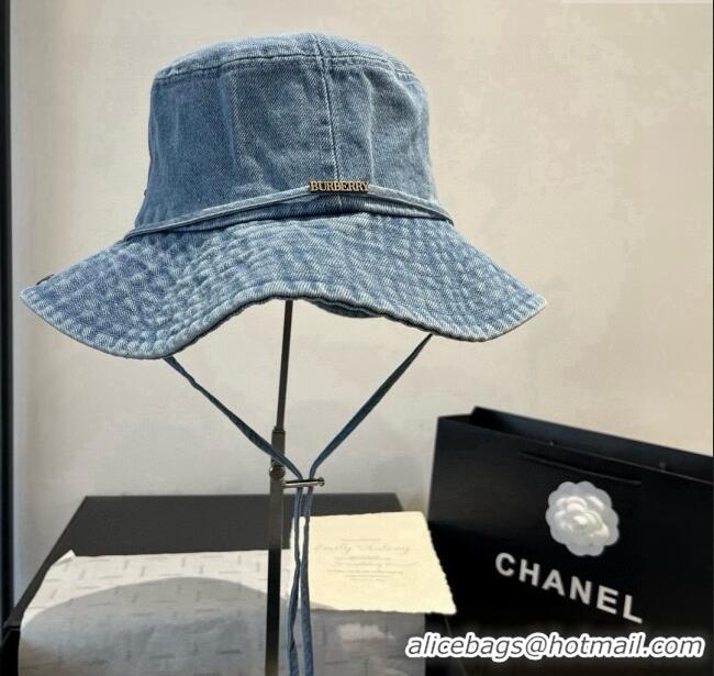 Best Quality Burberry Denim Bucket Hat B071805 Light Blue 2025