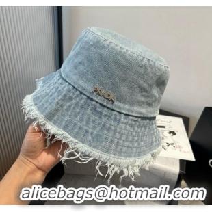 Super Quality Prada Denim Bucket Hat P071810 Light Blue 2025