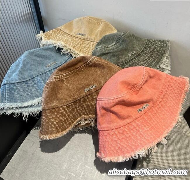 Super Quality Prada Denim Bucket Hat P071810 Light Blue 2025