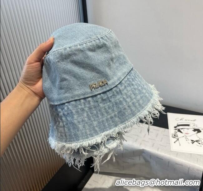 Super Quality Prada Denim Bucket Hat P071810 Light Blue 2025