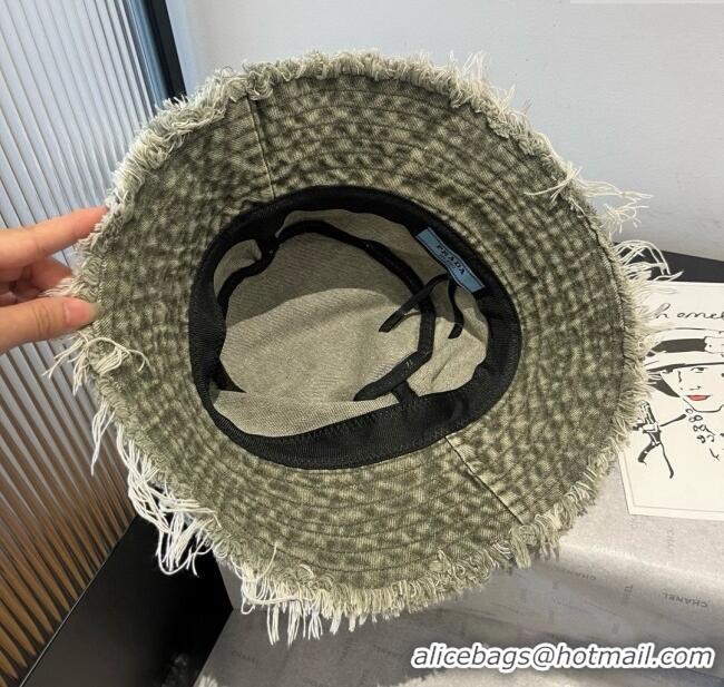 Shop Grade Prada Denim Bucket Hat P071811 Green 2025