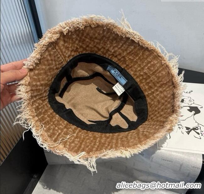 New Design Prada Denim Bucket Hat P071812 Brown 2025