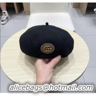 Buy Fashionable Gucci Beret Hat G071816 Black 2025
