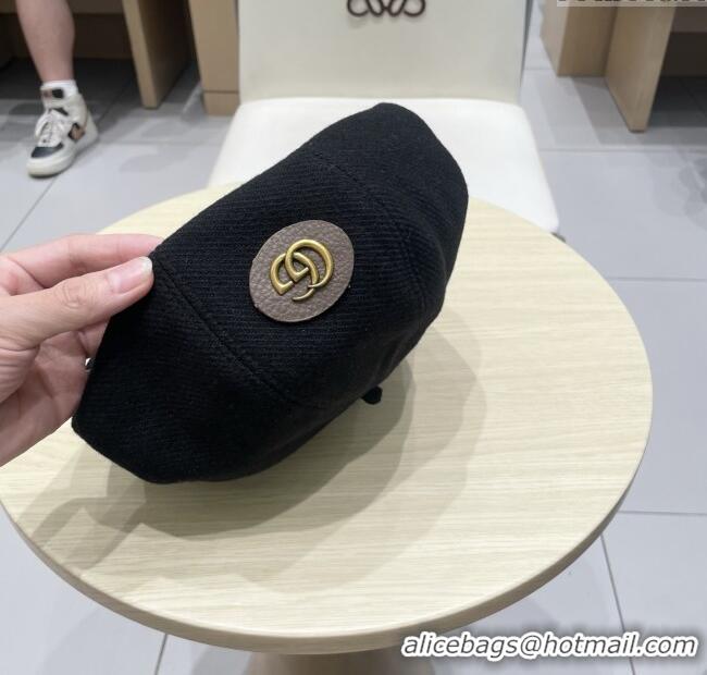 Buy Fashionable Gucci Beret Hat G071816 Black 2025