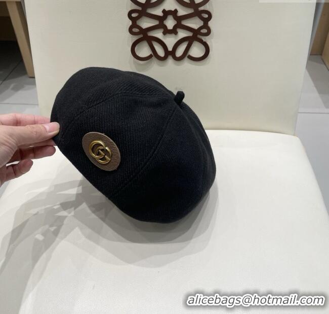 Buy Fashionable Gucci Beret Hat G071816 Black 2025