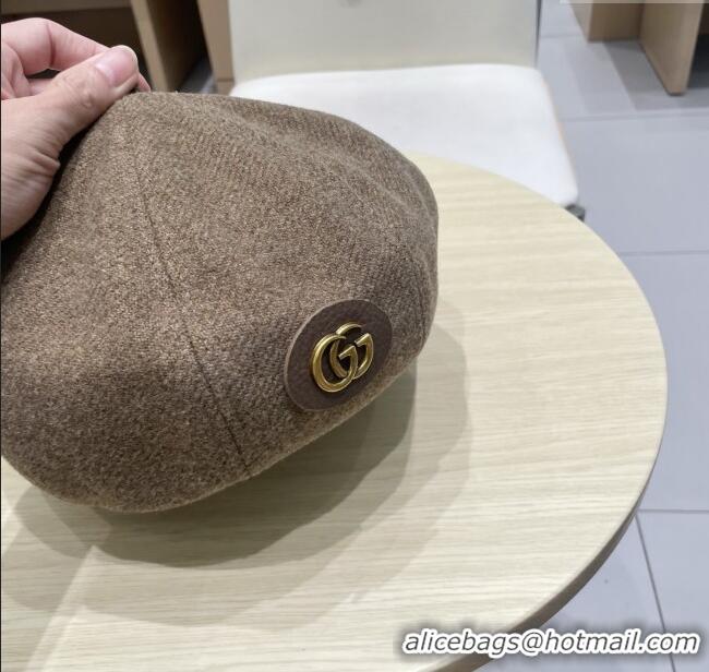 Best Quality Gucci Beret Hat G071817 Light Brown 2025