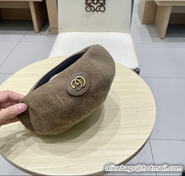 Best Quality Gucci Beret Hat G071817 Light Brown 2025