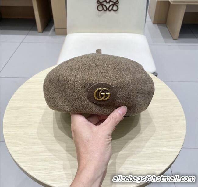 Best Quality Gucci Beret Hat G071817 Light Brown 2025