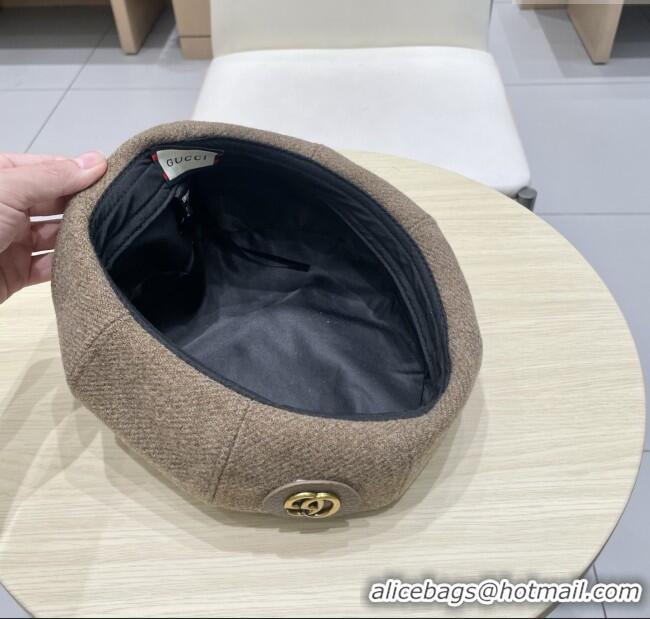 Best Quality Gucci Beret Hat G071817 Light Brown 2025